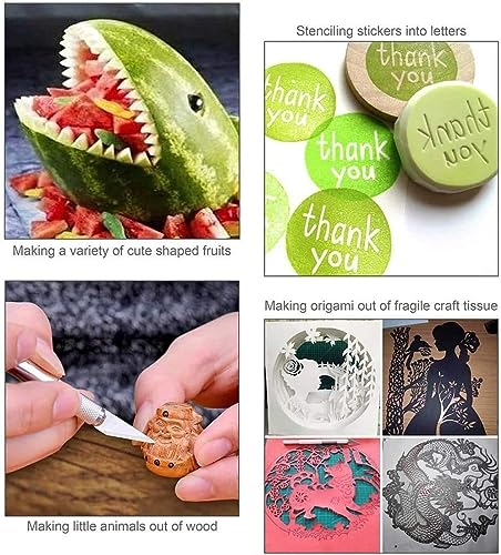 DIYSELF 1 Pcs Exacto Knife with 11 Pcs SK5 High Carbon Steel Exacto Blades Kit, Precision Knife Stencil Knife, Craft Hobby Knife, Art knife and 1pcs Steel 15cm Ruler for Fondant, Scrapbooking (Green)