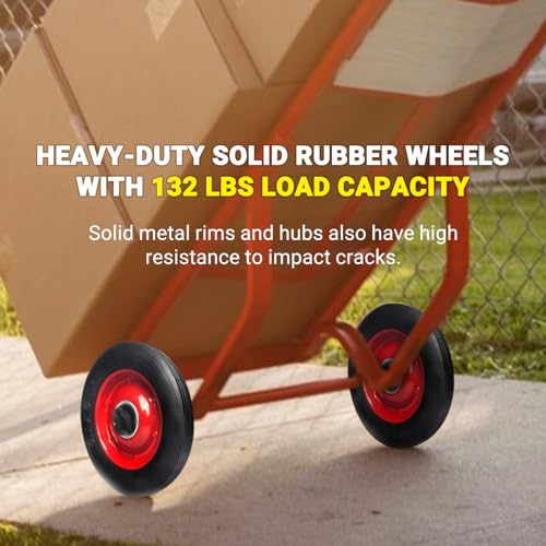 (2-Pack) AR-PRO 6?? x 1.5?? Flat Free Solid Rubber Wheel Assemblies – Replacement Hand Truck Wheels with Ball Bearings and 5/8?? Bore Hole Diameter – Heavy-Duty Solid Rubber Wheels 132 lbs Load Capacity