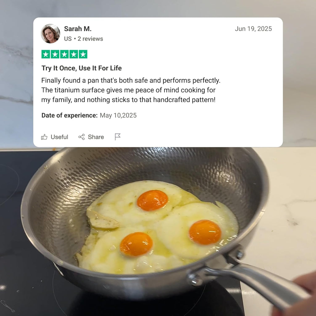 2025 Upgraded Titancore Frying Pan 10, Titancore Titanium Frying Pan, 100% Titanium Pro Hammered Pans for Cooking, Naturally Non-Stick with Minimum Oil & with Lid (10.23in, No Lid)