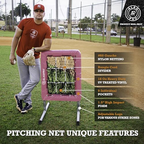 ALAGPRO? The Original 9 Hole Pitching Net with Strike Zone Pocket | Pitching Target for Baseball & Softball Pitchers
