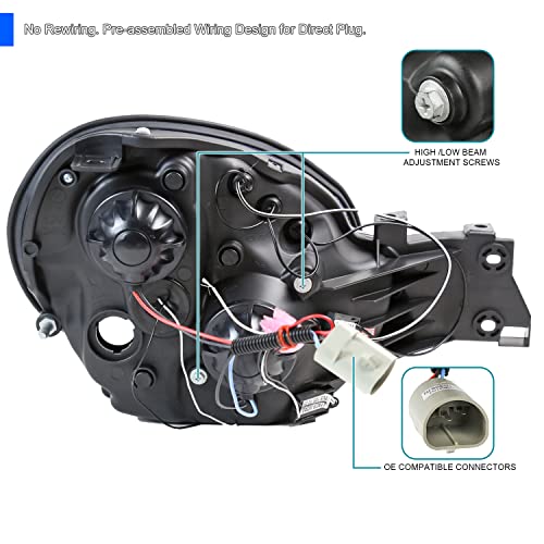 SPEC-D TUNING Dual Halo LED Projector Headlights Glossy Black Housing Smoke Lens Compatible with 2002-2003 Subaru Impreza, Left + Right Pair Headlamps Assembly
