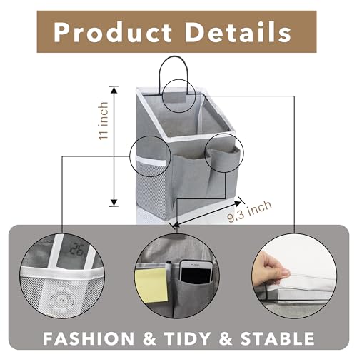 3pcs Small Wall Hanging Organizer Bag, Linen Fabric Door Hanging Storage Basket with Pockets, Waterproof Bin for Kitchen, Bedroom, Office, RV Camper (White)