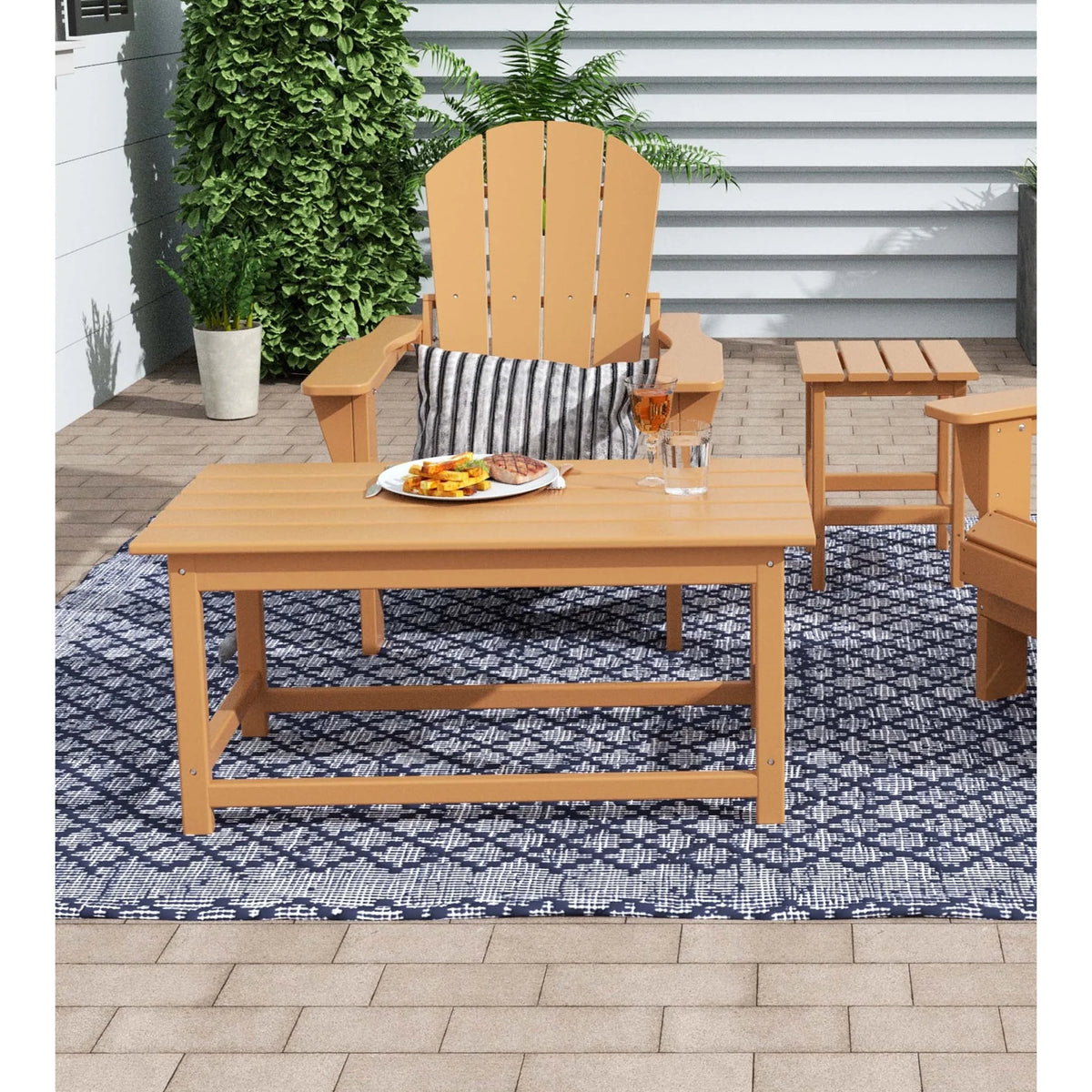 Polytrends Laguna All Weather Poly Outdoor Coffee Table – Rectangle Teak