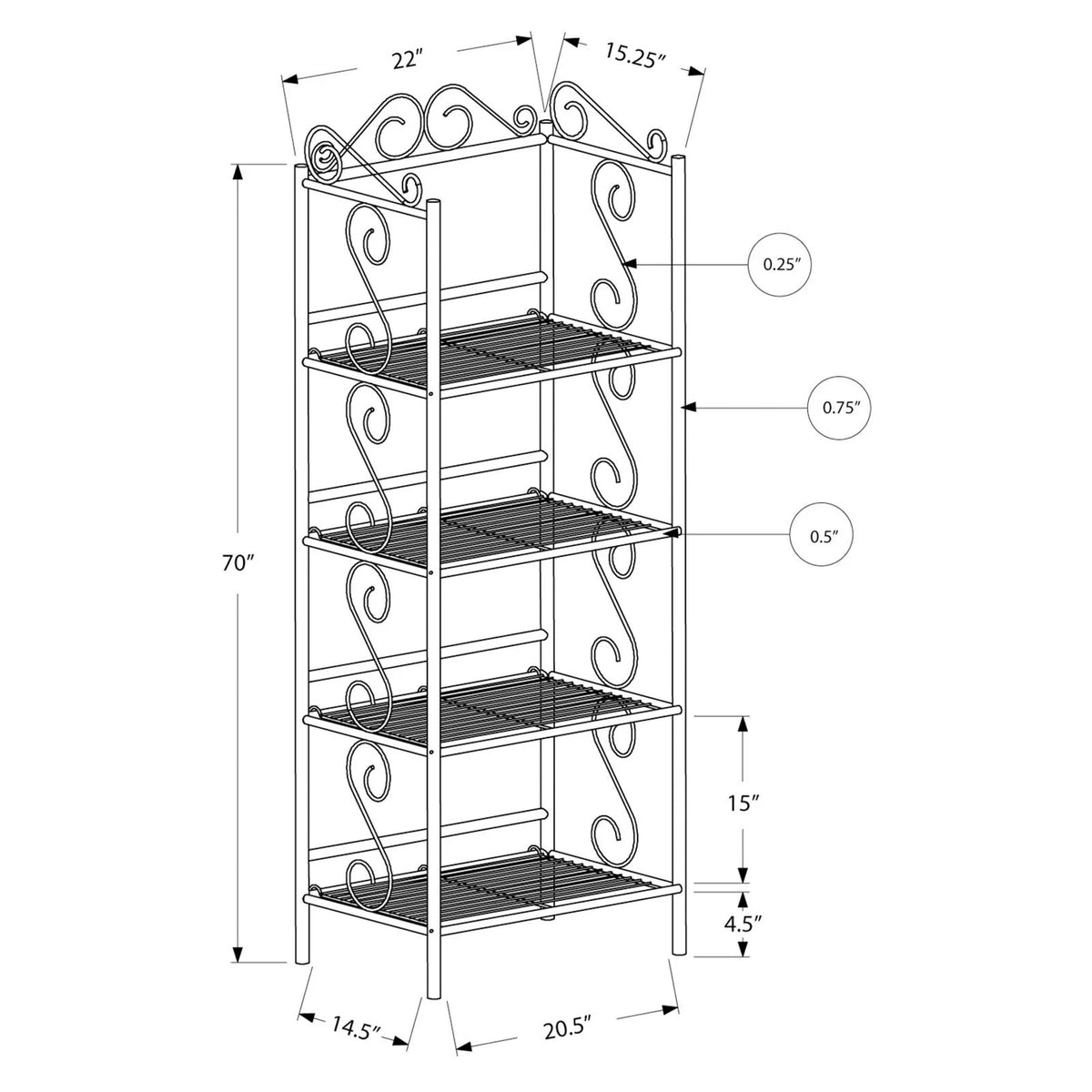 Monarch Bookcase 70H / Copper Metal Etagere