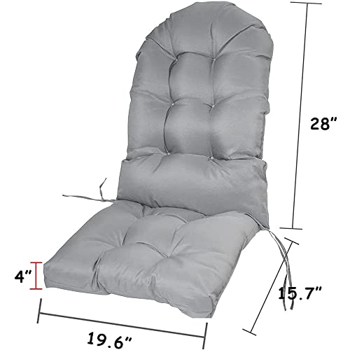Adirondack Chair Cushion, High Back Indoor Outdoor Patio Tufted Lounge Cushion, Waterproof & Uv-Resistant Seat Pads for Patio Lawn Furniture,Gray