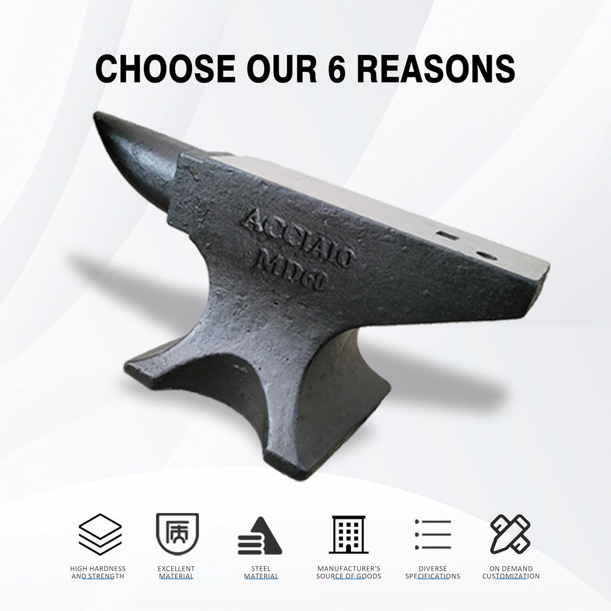 Cast Steel Anvil, 132Lbs High Hardness Rugged Single Horn Anvil, Large Countertop and Stable Base, with Round and Square Hole, Metalsmith Tool for Bending and Shaping