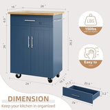 Shintenchi Kitchen Island Cart with Storage,Rolling Side Table on Wheels with Large Worktop, Cabinet,Towel Rack and Drawers for Kitchen,Dinning Room, White