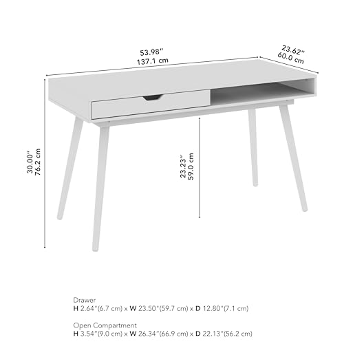 Bush Furniture Nora 54W Writing Desk in Dark Walnut | Computer Table for Home Office Workspace or Entryway