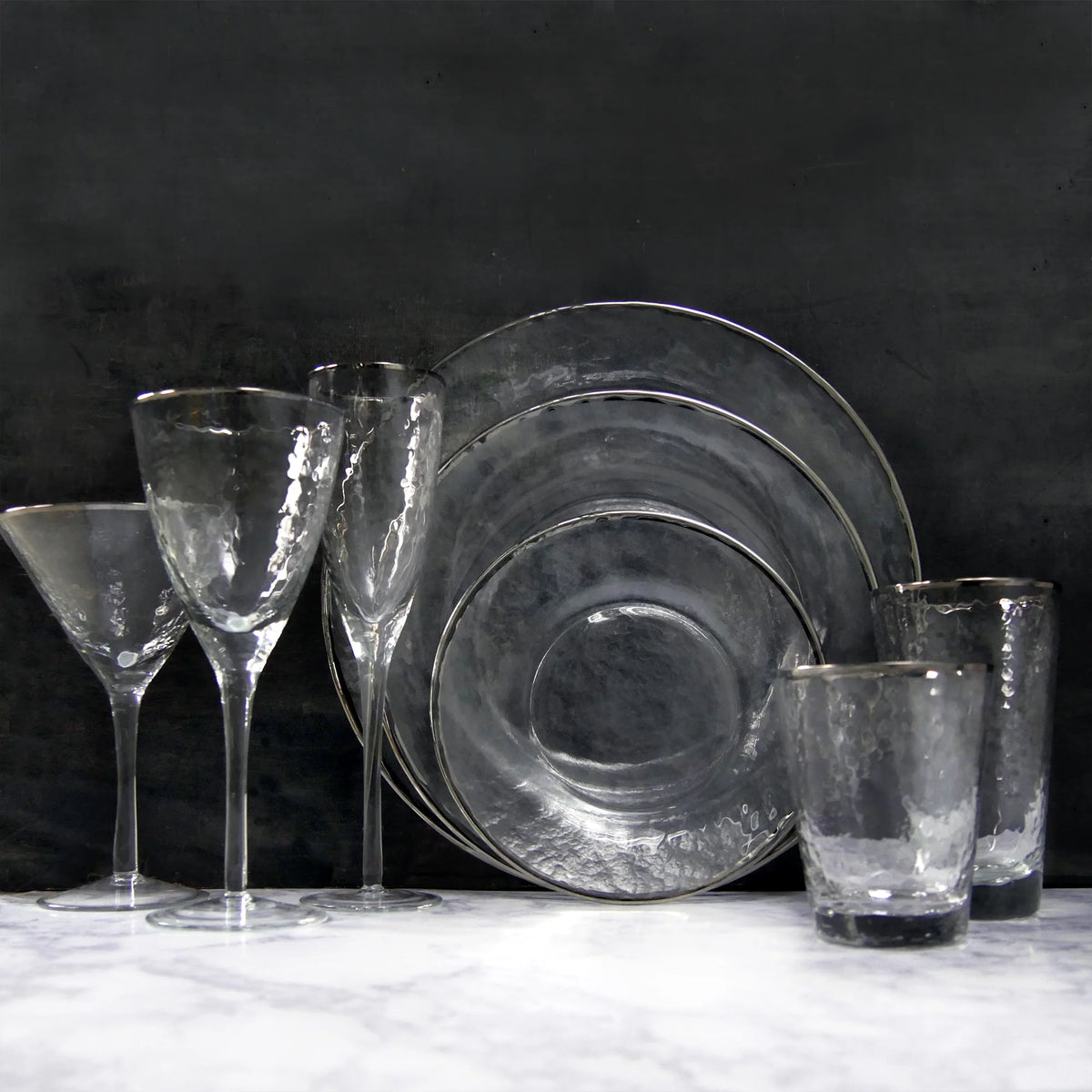 Split P Metallic Rim Double Old Fashioned Set – Silver