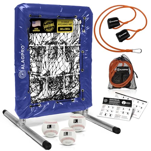 ALAGPRO? The Original 9 Hole Pitching Net with Strike Zone Pocket | Pitching Target for Baseball & Softball Pitchers