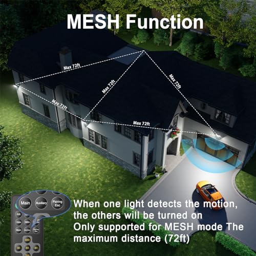 75W Motion Sensor Security Lights with Remote Control,3 Heads Motion Detection Outdoor Lights 6500K IP65,7500LM Flood Lights Dusk to Dawn Motion Sensor Lights for Yard Garage Porch Wall 2PCS