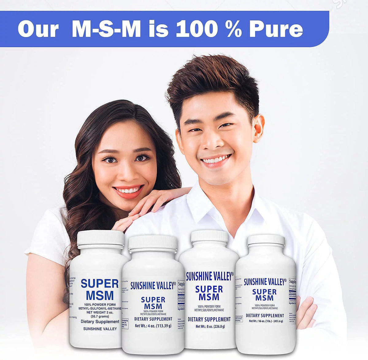 Sunshine Valley Super MSM Supplement Powder for Joint & Skin Health (16oz)